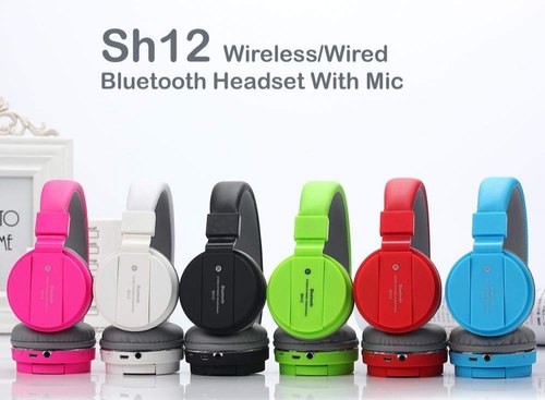 SH 12 Bluetooth Headphone With FM and SD Card Slot with Music and Calling Controls Iotronics Innovations